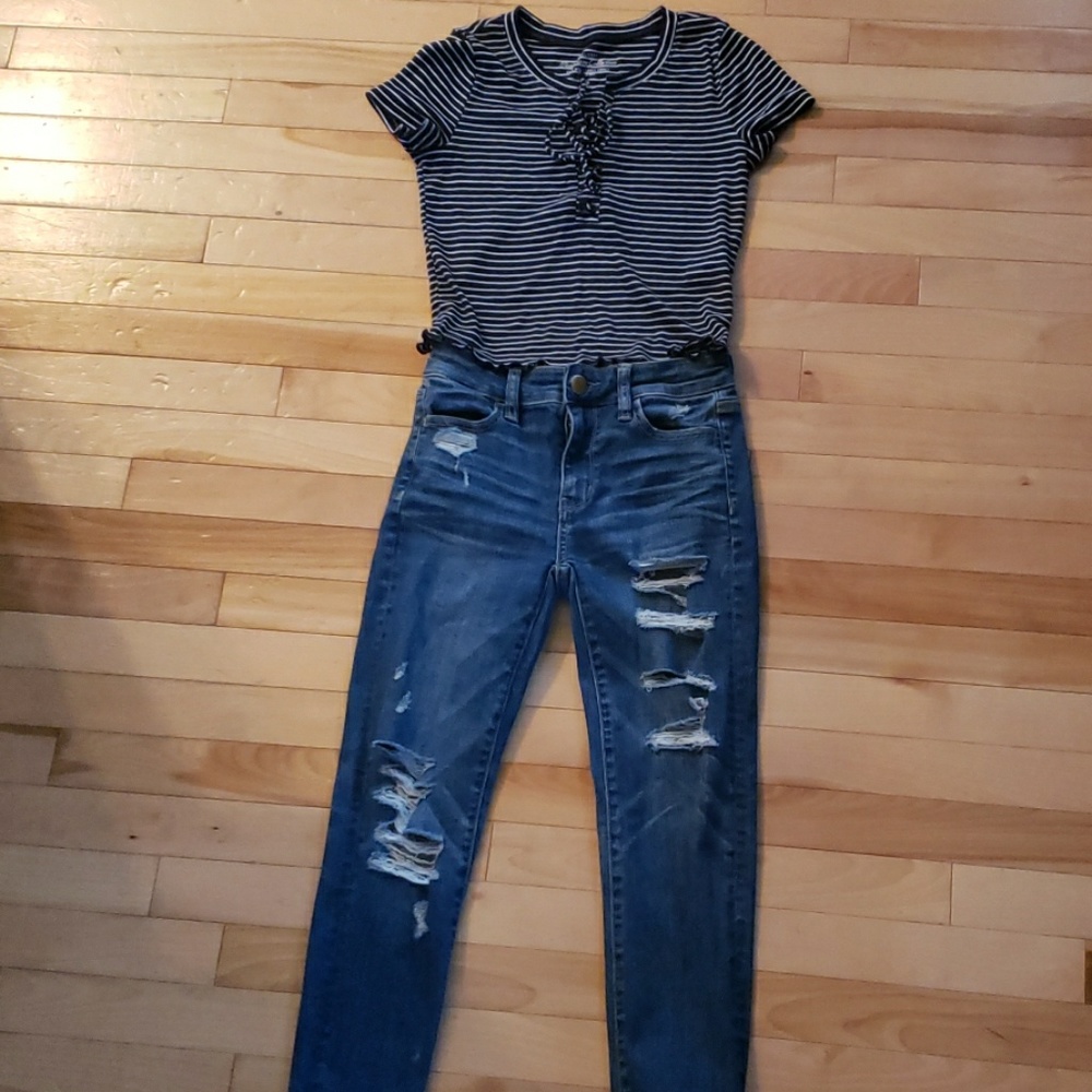 American Eagle High Rise Jeggings 00XS/Top too